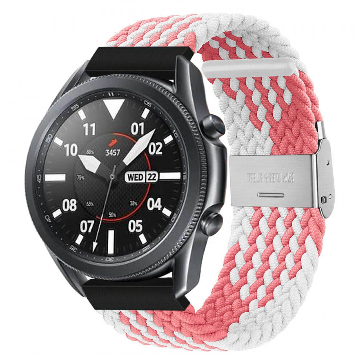 CASEONLINE Braided, Ersatzarmband, Samsung, 3 Galaxy Watch (41mm), Pink/Weiß