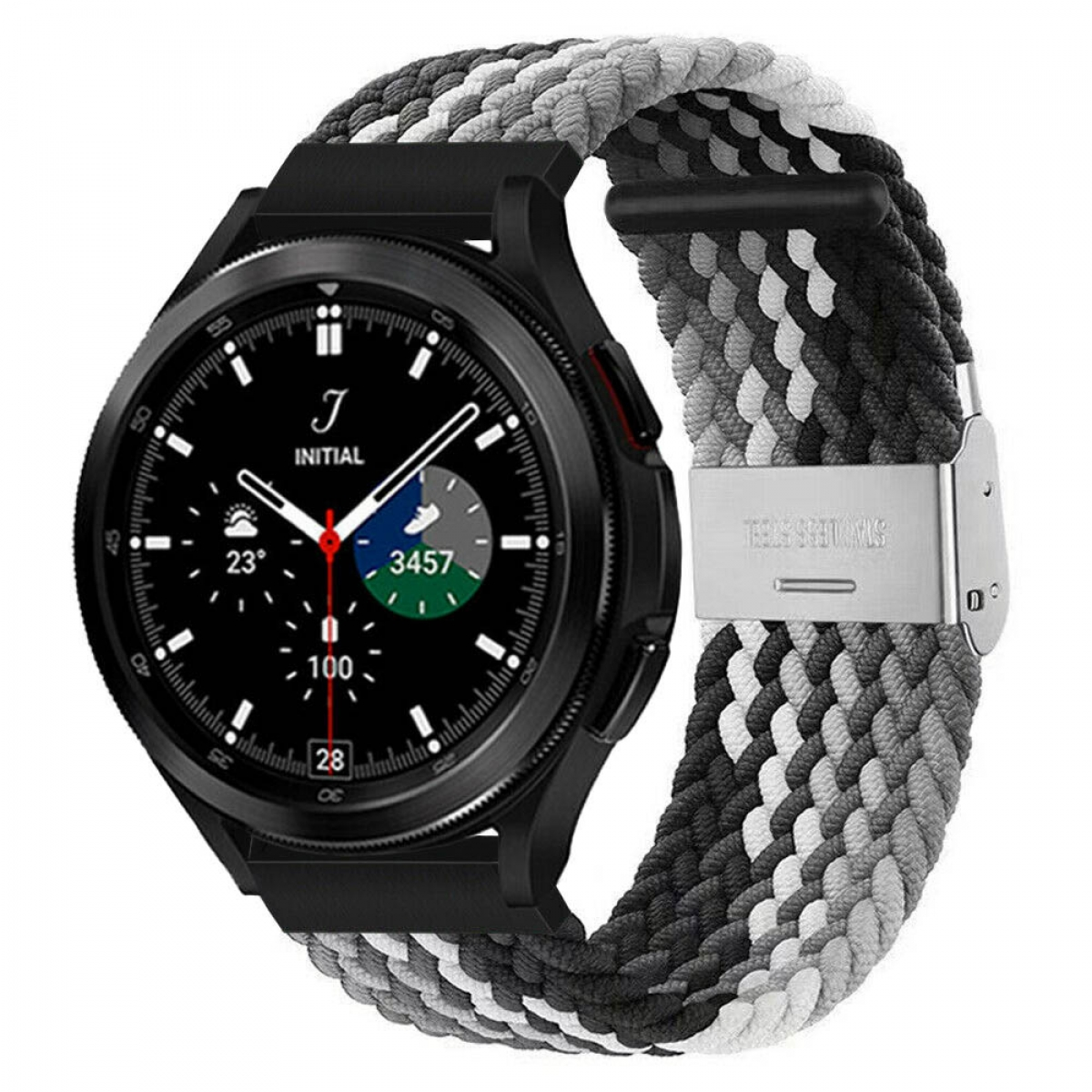 (46mm), Samsung, 4 Ersatzarmband, Galaxy CASEONLINE Classic Watch Braided, Schwarz/Weiß
