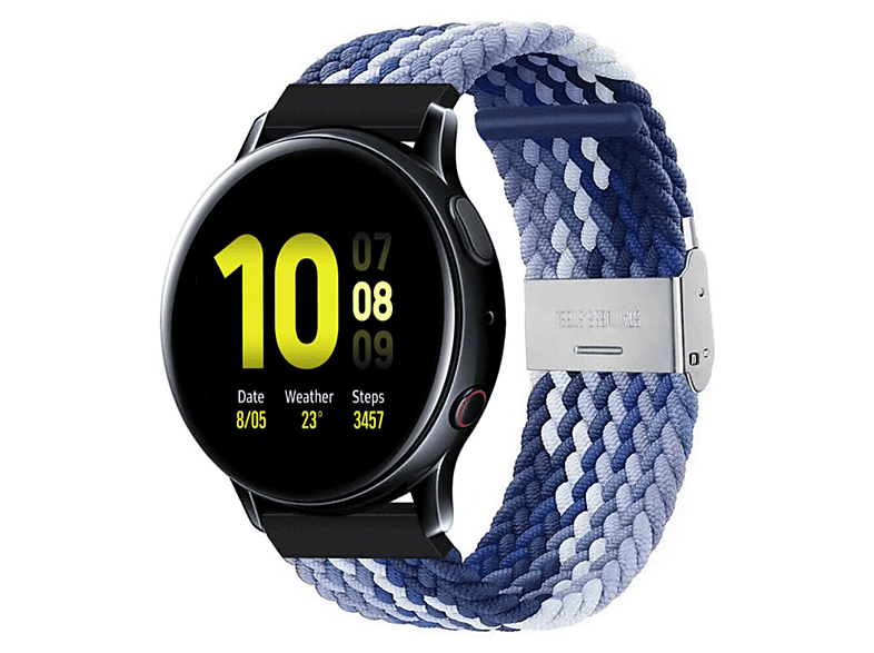 CASEONLINE Braided, Ersatzarmband, Samsung, Galaxy Watch Active 2, Blauweiß | Smartwatch Armbänder