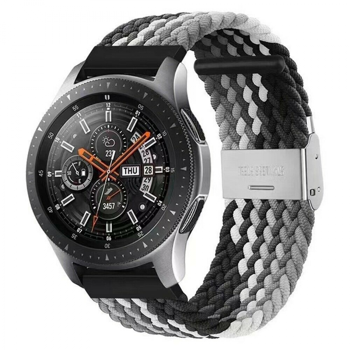 CASEONLINE Braided, Ersatzarmband, Samsung, Galaxy 46mm, Schwarz/Weiß Watch