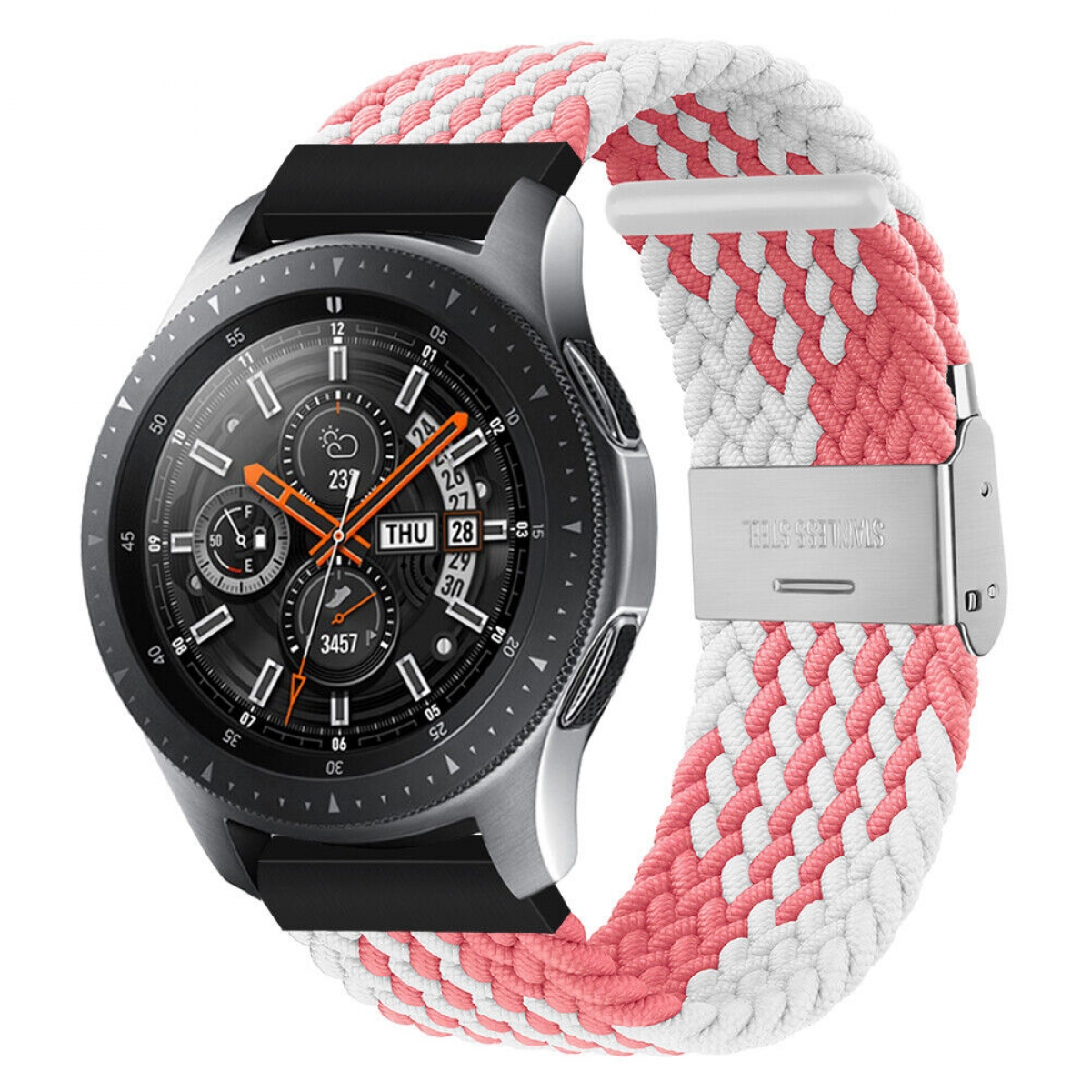 CASEONLINE Braided, Pink/Weiß Ersatzarmband, Galaxy Samsung, Watch 46mm