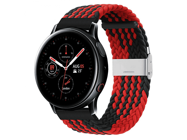 Galaxy Watch Samsung, CASEONLINE 2, Ersatzarmband, Braided, Active Rot/Schwarz