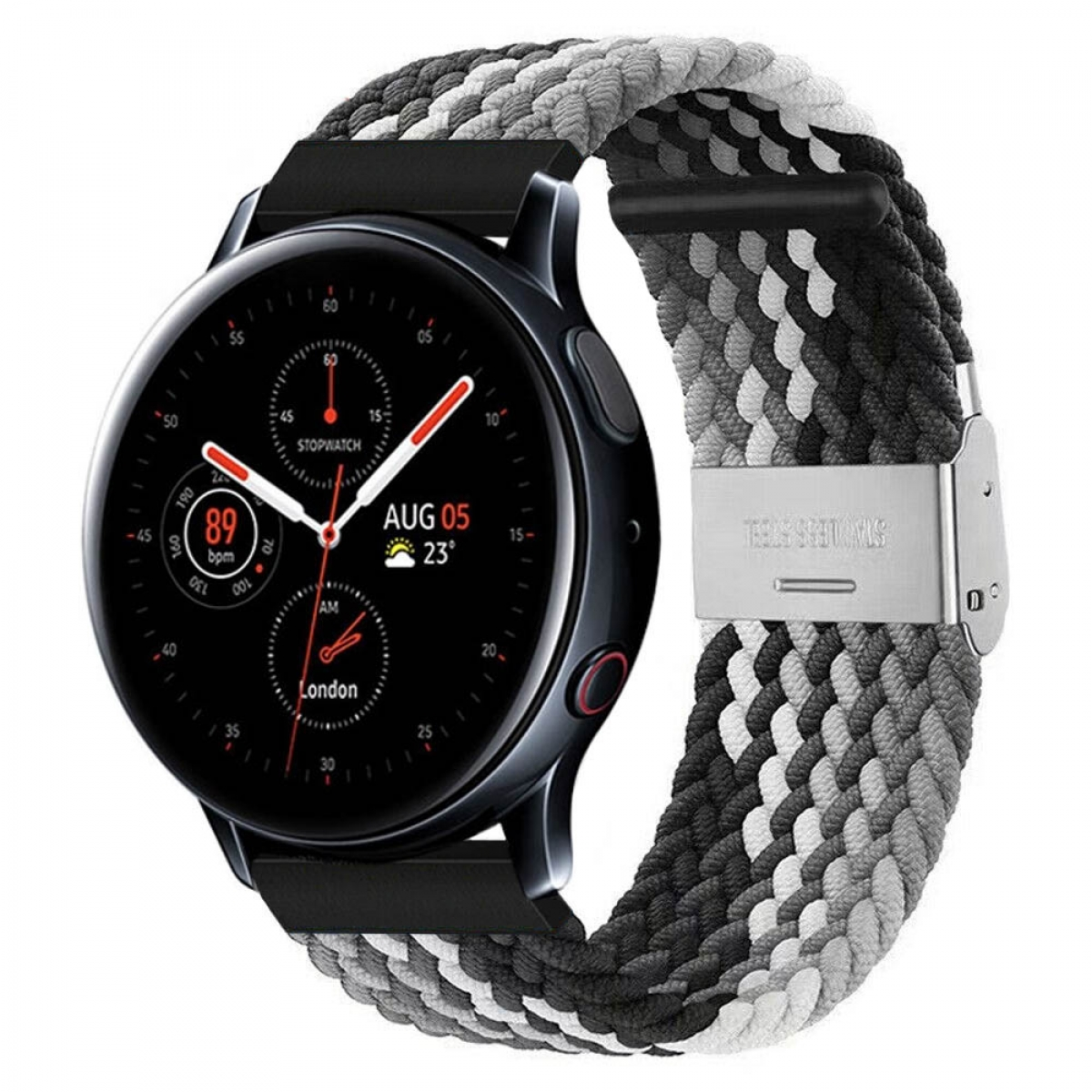 Samsung, CASEONLINE Watch Schwarz/Weiß Galaxy Braided, 2, Ersatzarmband, Active