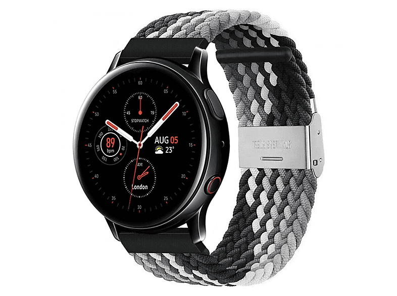 Braided, Active Samsung, 2, Ersatzarmband, Schwarz/Weiß CASEONLINE Watch Galaxy