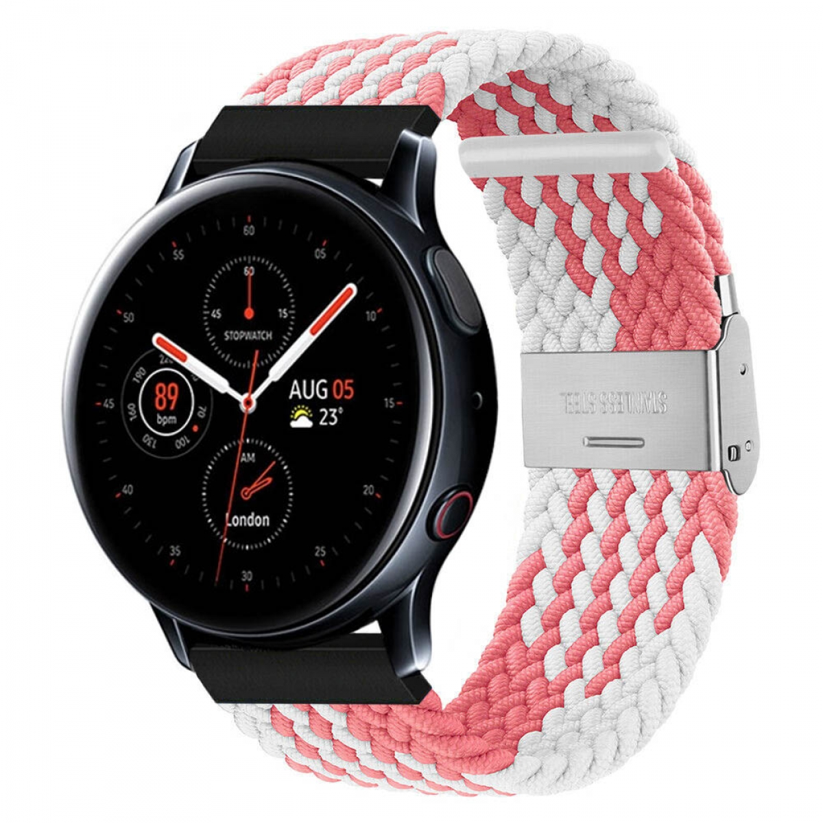 CASEONLINE Samsung, Pink/Weiß Active Watch Ersatzarmband, Braided, 2, Galaxy