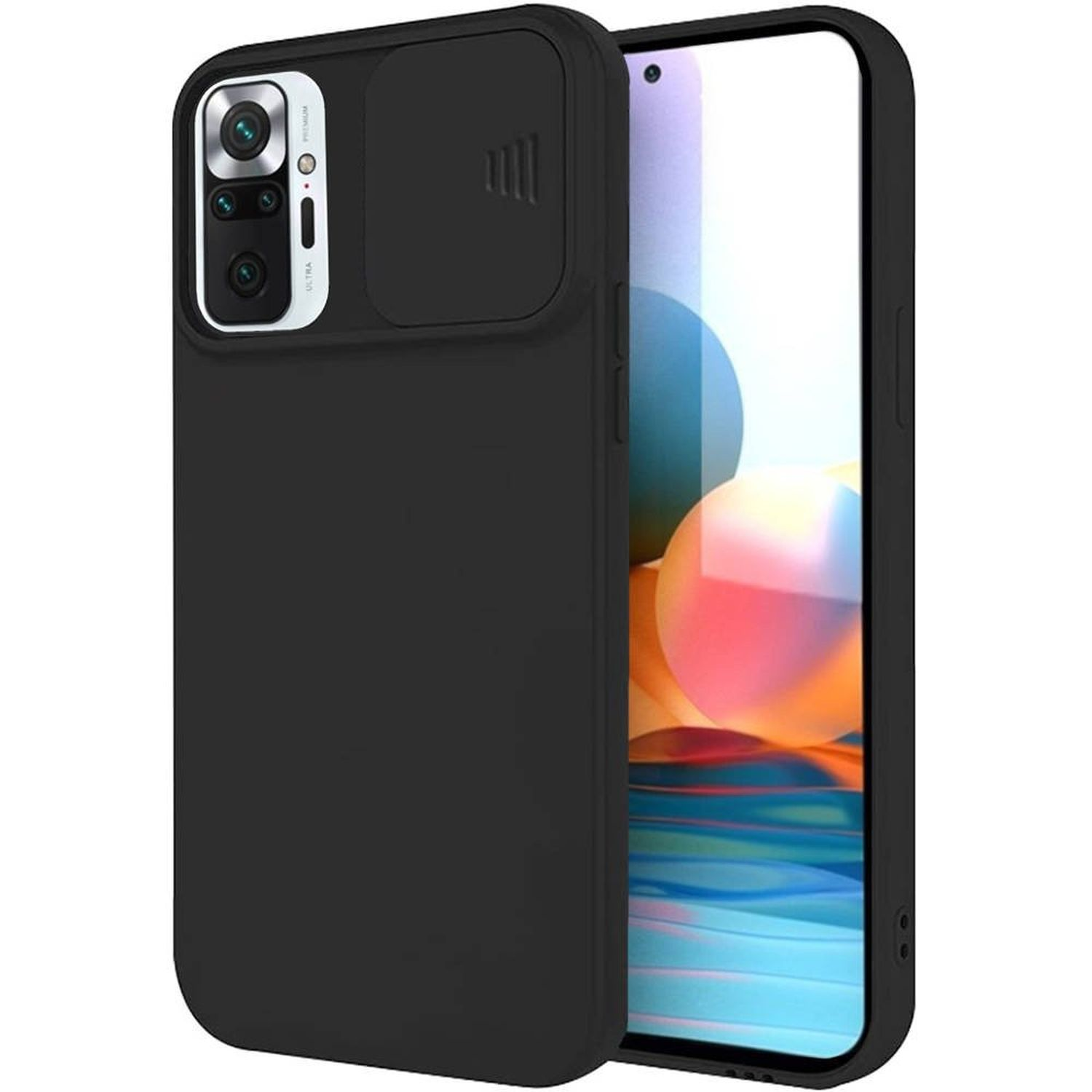 Custodia nera per telefono con cursore della fotocamera.