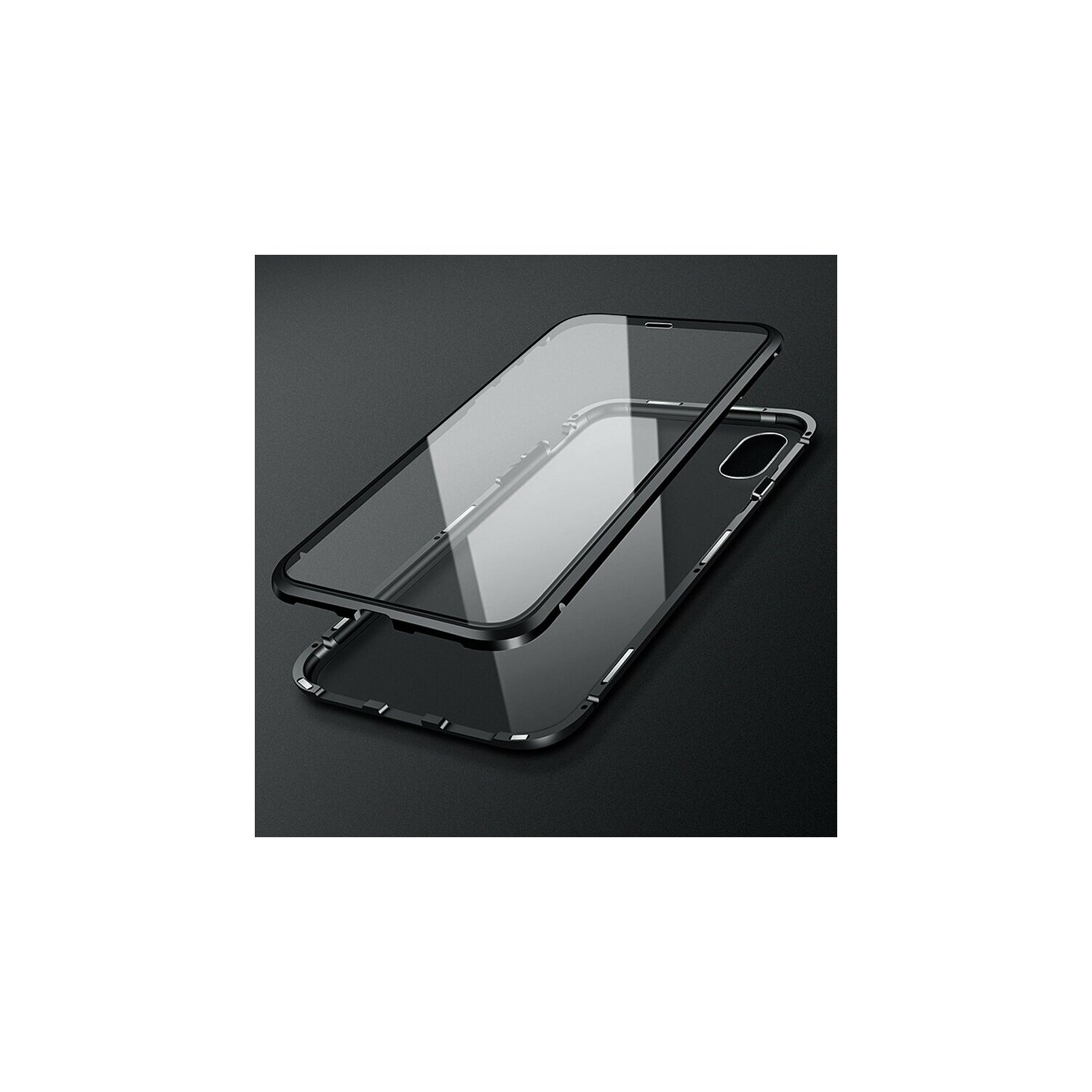 COFI 360° Magnet Full Schutz Schwarz 14 Apple, Metall iPhone Tasche, Case Full Plus, Slim Cover