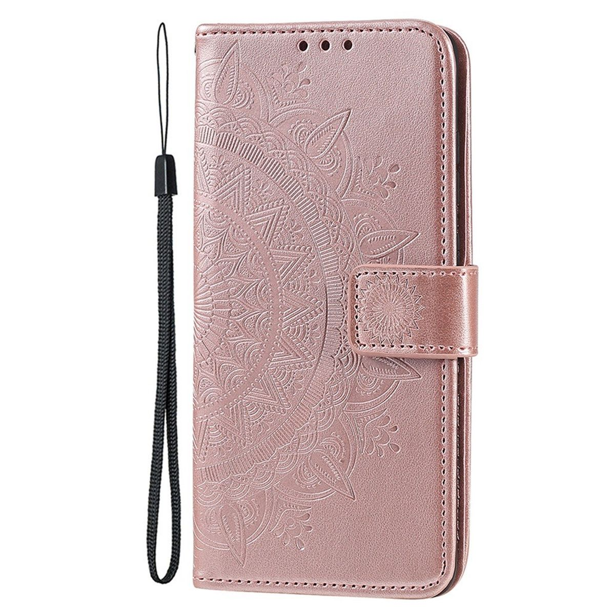 COVERKINGZ Klapphülle mit Mandala 14 Rosegold Apple, Bookcover, Pro, Muster, iPhone