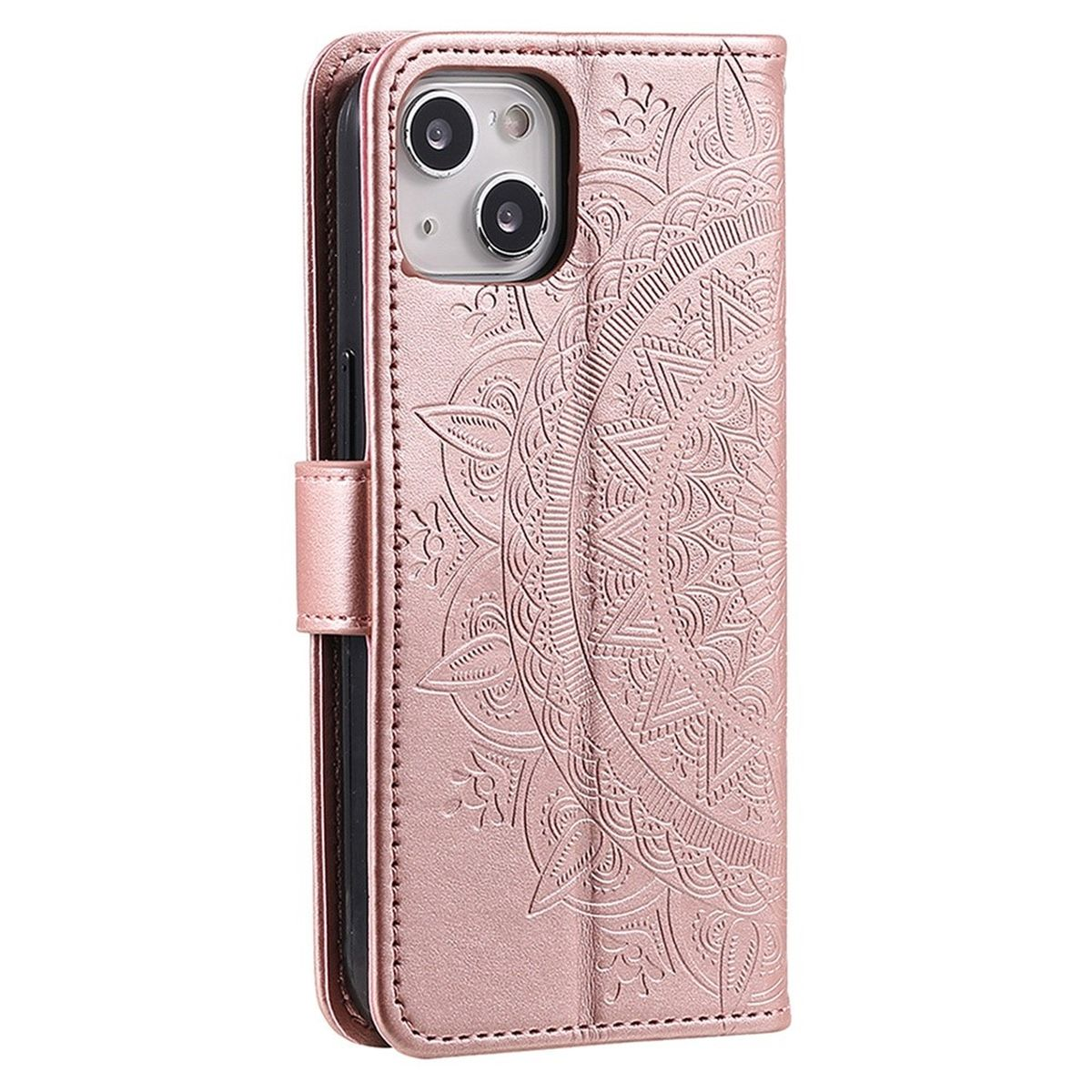 Eine rosa Handyhülle mit Mandala-Muster für ein Smartphone.