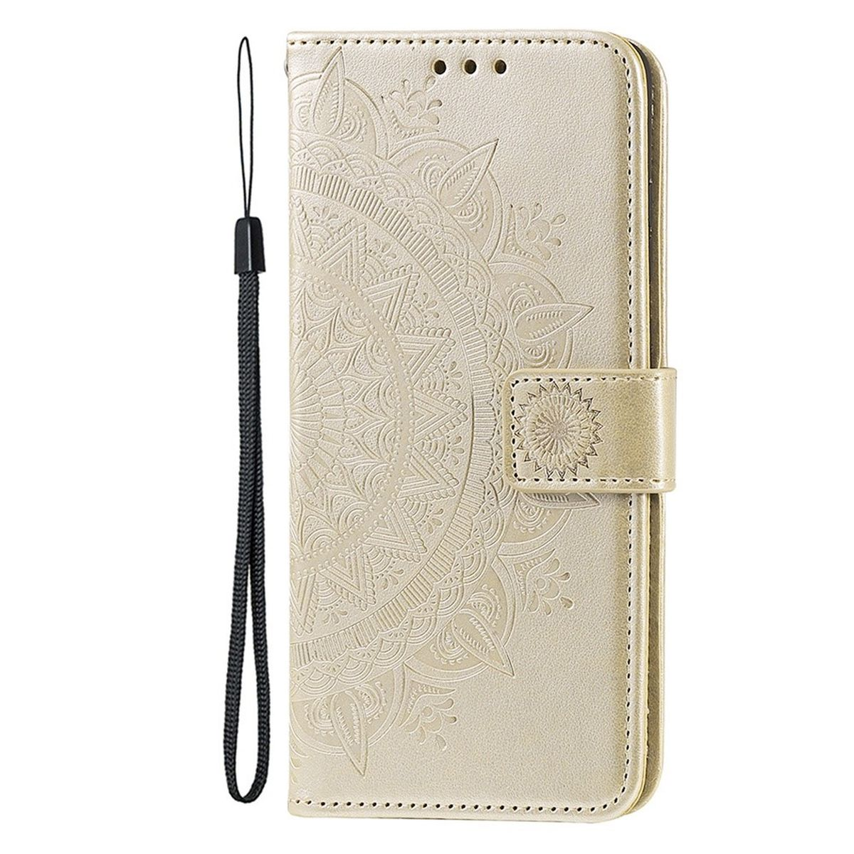 COVERKINGZ Klapphülle mit Mandala Muster, Gold Pro, iPhone 14 Bookcover, Apple
