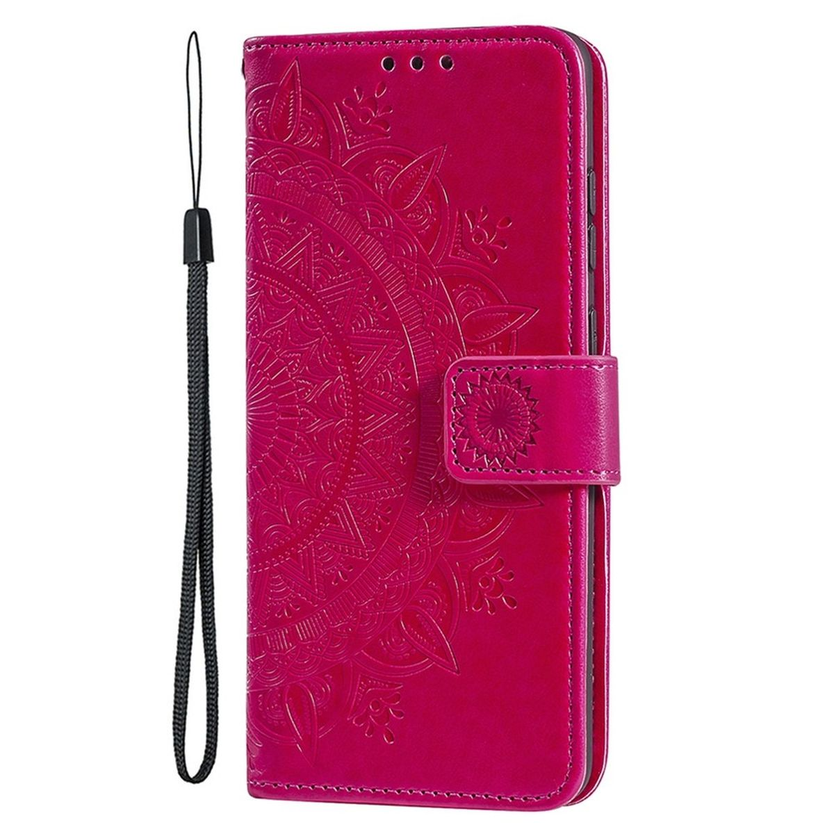 iPhone Bookcover, Klapphülle Muster, Apple, Pro, Pink mit COVERKINGZ 14 Mandala
