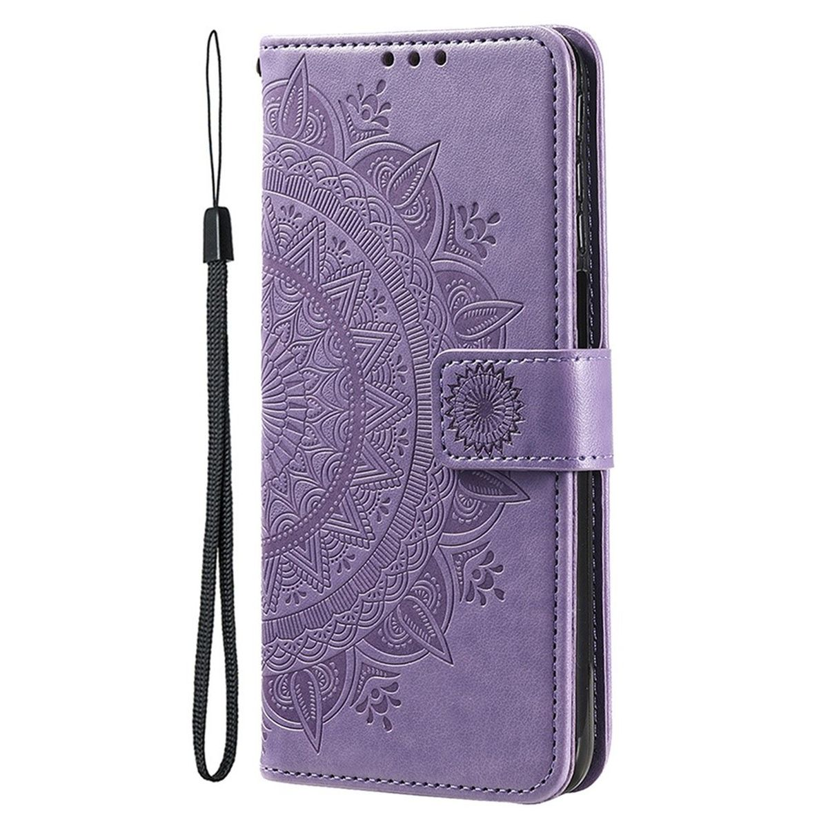Mandala Max, Apple, COVERKINGZ Pro Bookcover, Klapphülle Lila 14 iPhone mit Muster,