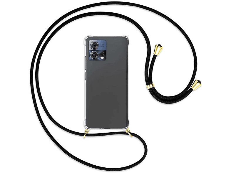 MTB MORE Fusion, 30 / Motorola, Schwarz Backcover, ENERGY mit Umhänge-Hülle Edge gold Kordel