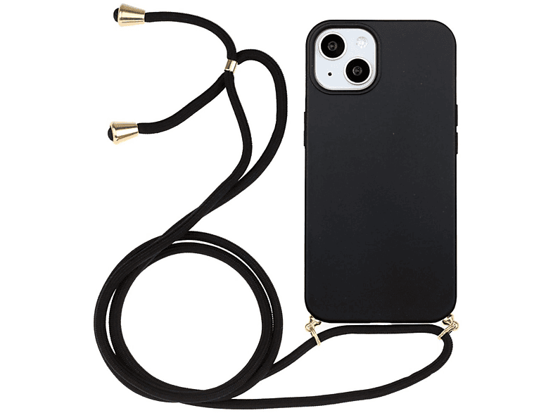 Schwarz iPhone Kordel, COVERKINGZ Backcover, 14 Plus, Handykette Apple, mit verstellbarer Silikon
