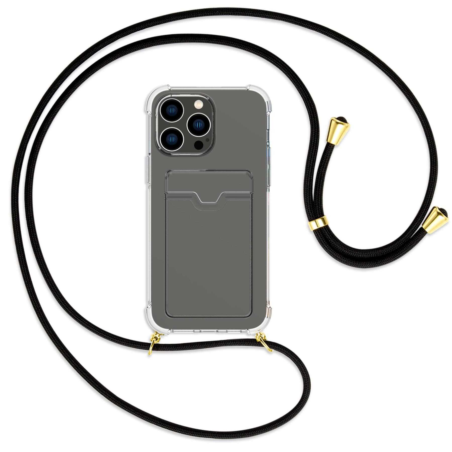 MTB Umhänge-Hülle Pro Backcover, ENERGY MORE Apple, Max, iPhone Schwarz / Kartenfach, mit 14 gold