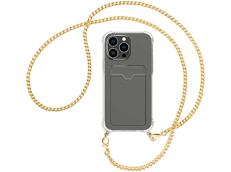 Kartenfach, ENERGY Max, 14 Pro MTB (gold) Umhänge-Hülle iPhone MORE Apple, Backcover, mit Kette