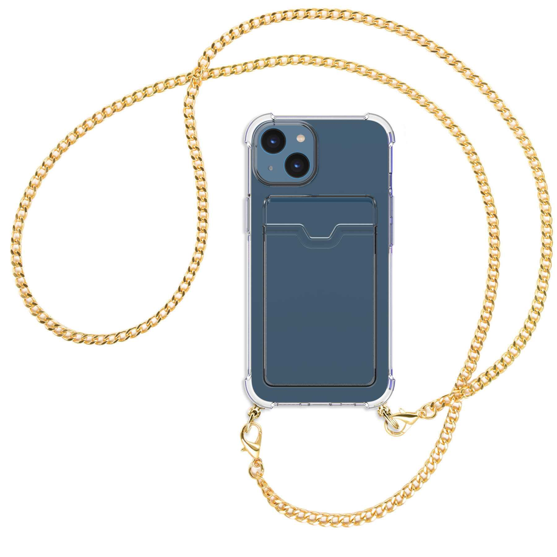 14, MORE ENERGY MTB iPhone Backcover, (gold) Apple, mit Kette Umhänge-Hülle Kartenfach,