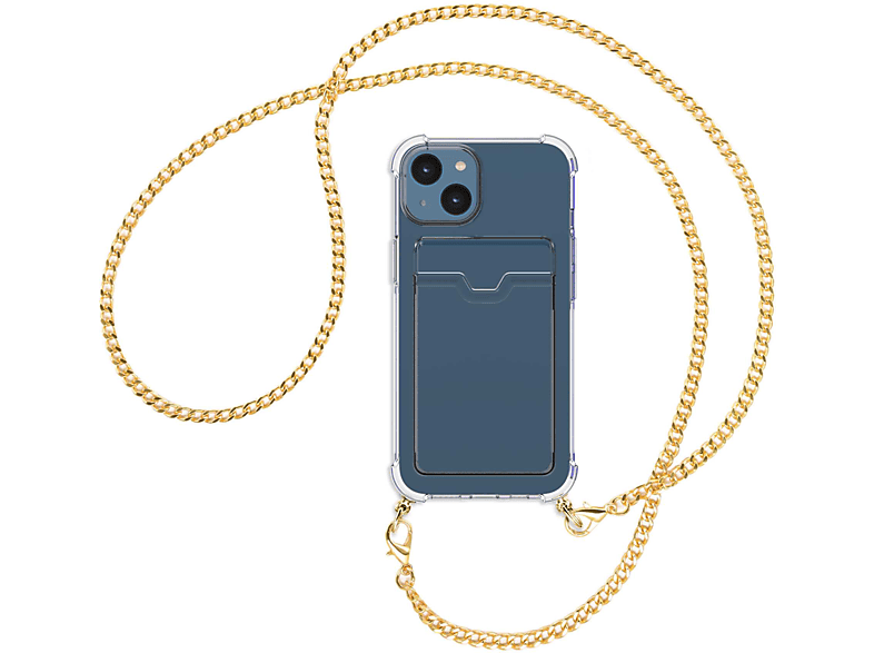 14, MORE ENERGY MTB iPhone Backcover, (gold) Apple, mit Kette Umhänge-Hülle Kartenfach,