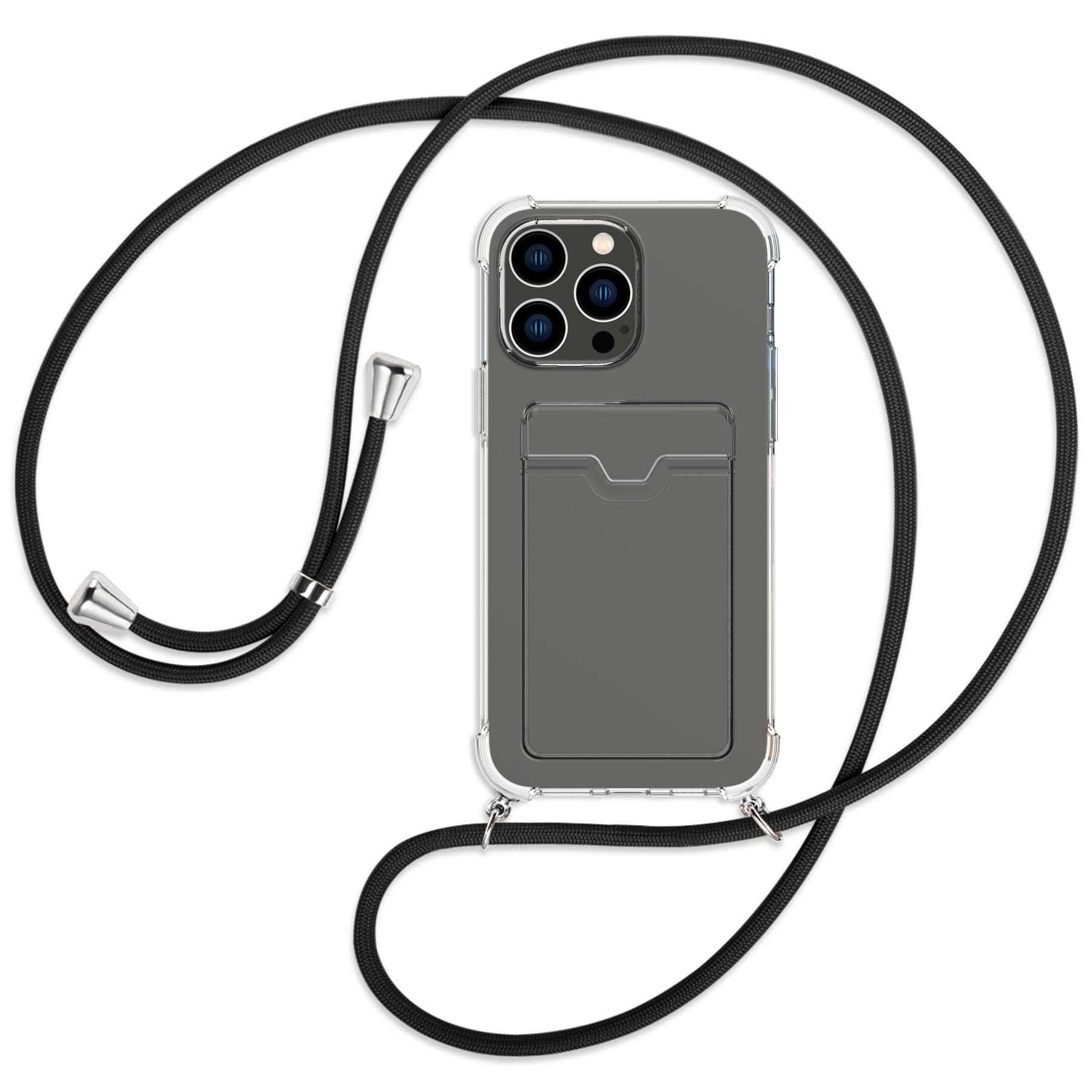 mit Pro, / Kartenfach, silber Schwarz iPhone MORE ENERGY 14 Apple, Umhänge-Hülle Backcover, MTB