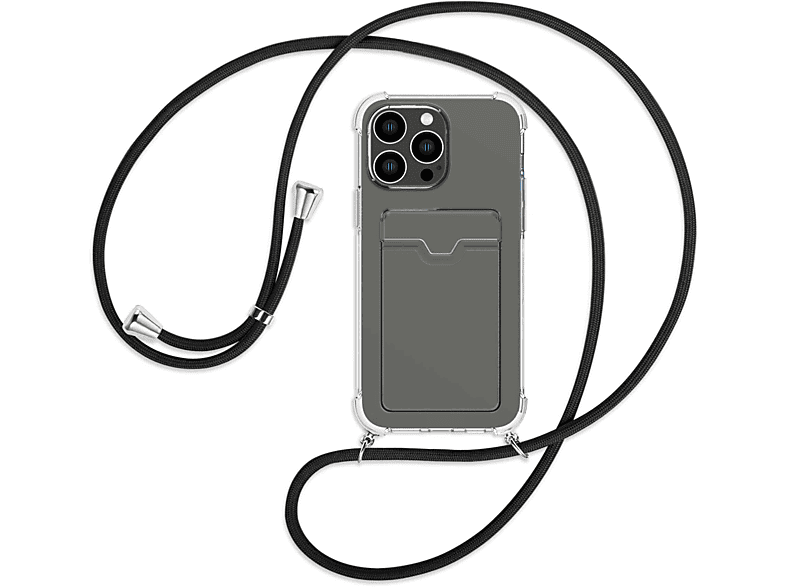mit Pro, / Kartenfach, silber Schwarz iPhone MORE ENERGY 14 Apple, Umhänge-Hülle Backcover, MTB