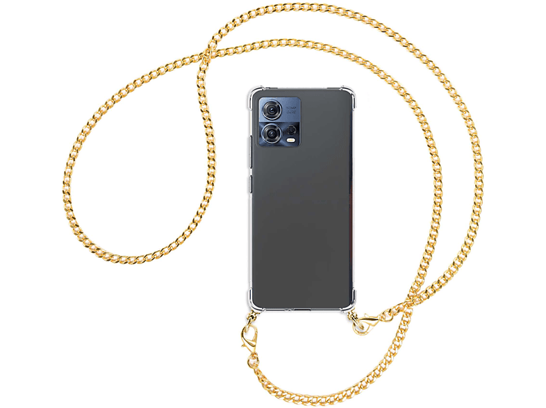 Umhänge-Hülle Motorola, MORE Edge 30 (gold) Fusion, Kette Metallkette, mit Backcover, ENERGY MTB