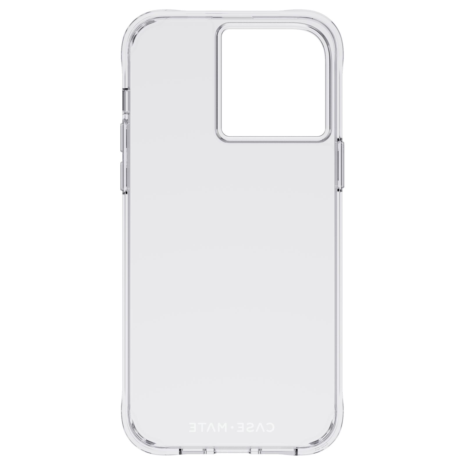 Funda transparente para teléfono sobre fondo negro.