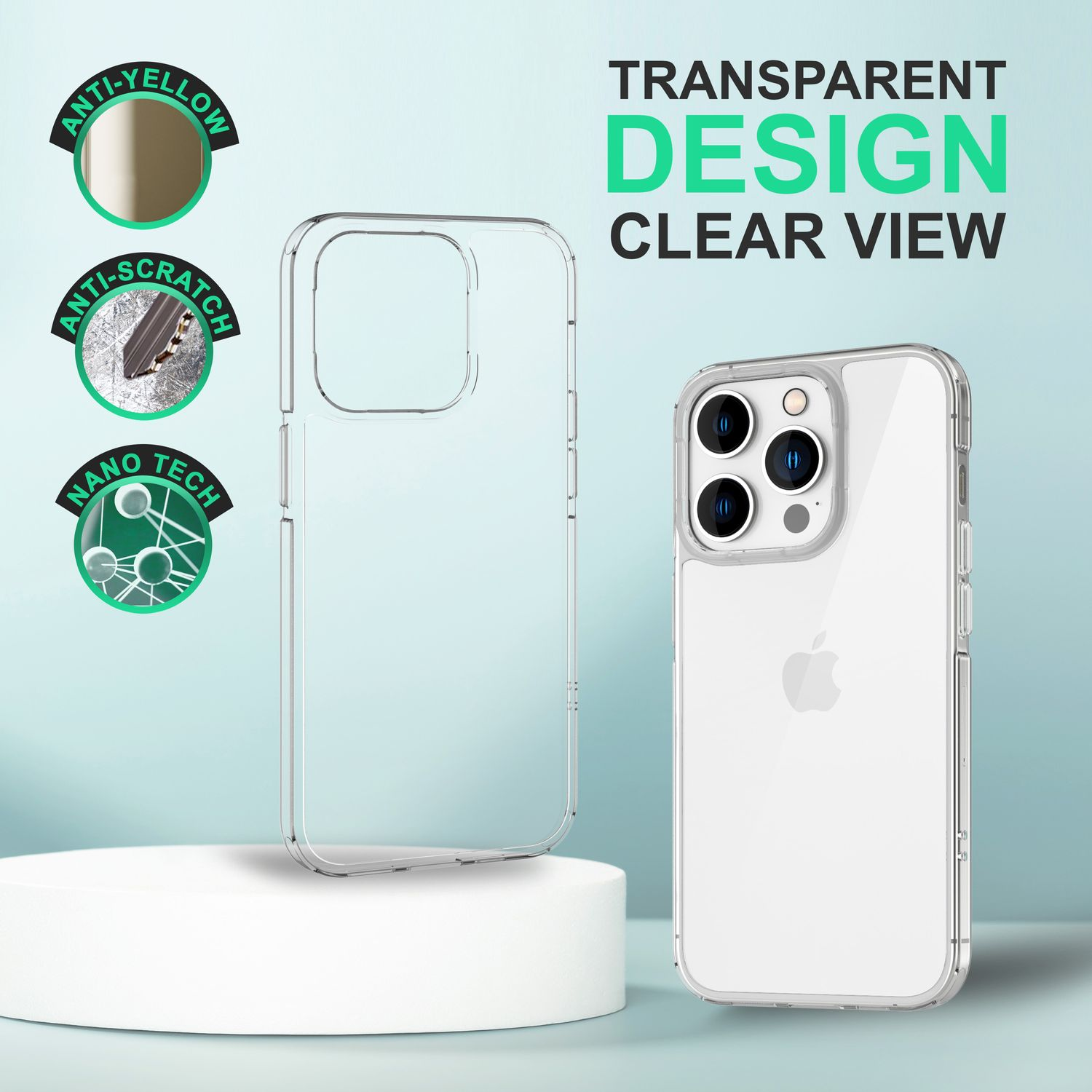 NALIA Klare Transparent Apple, Pro, Harte Hülle, iPhone Backcover, 14