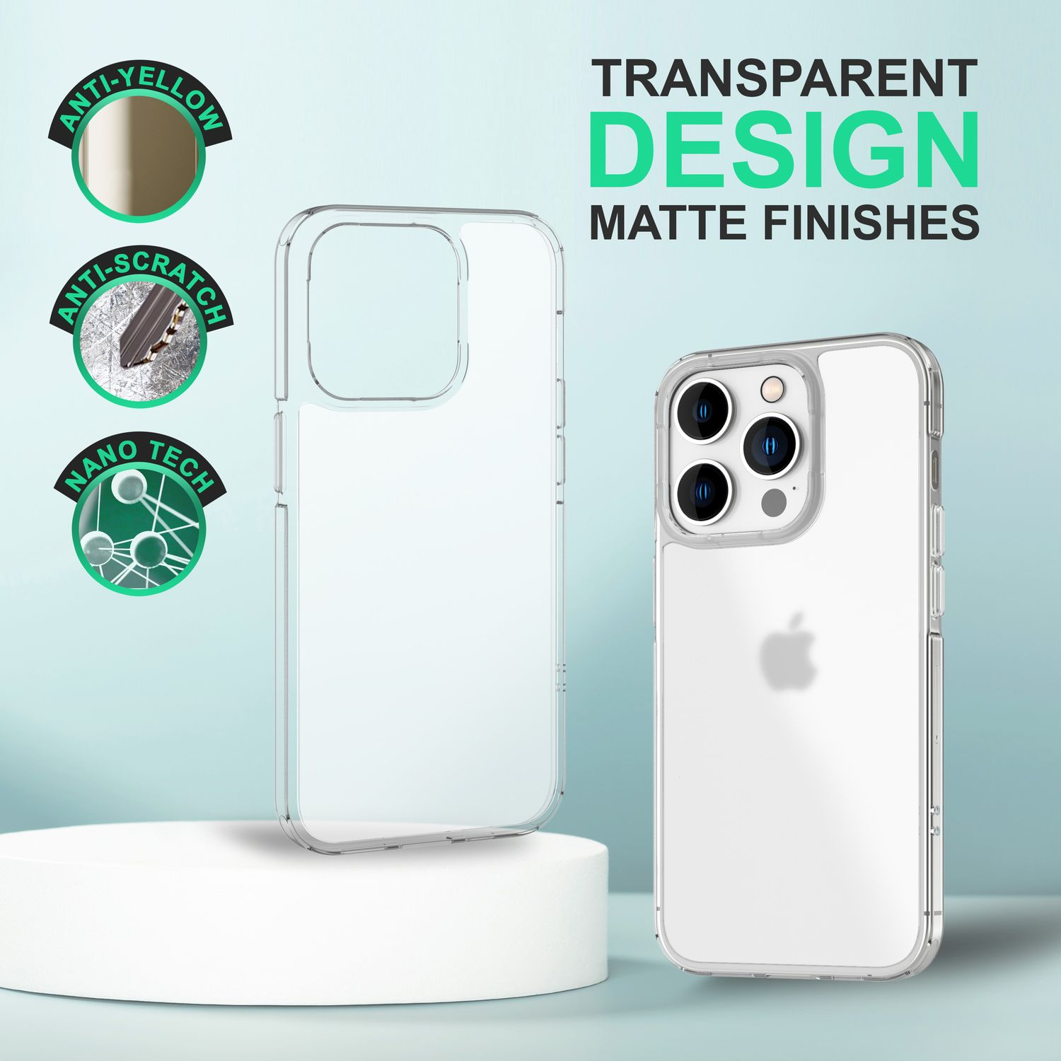 NALIA Matte Klare Harte Hülle, 14 iPhone Apple, Pro Max, Transparent Backcover