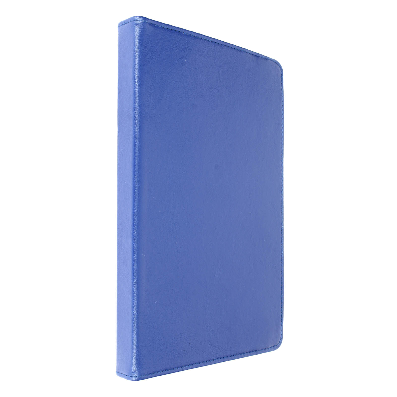 Copertina blu similpelle per taccuino. Chiusa, con bordo cucito.