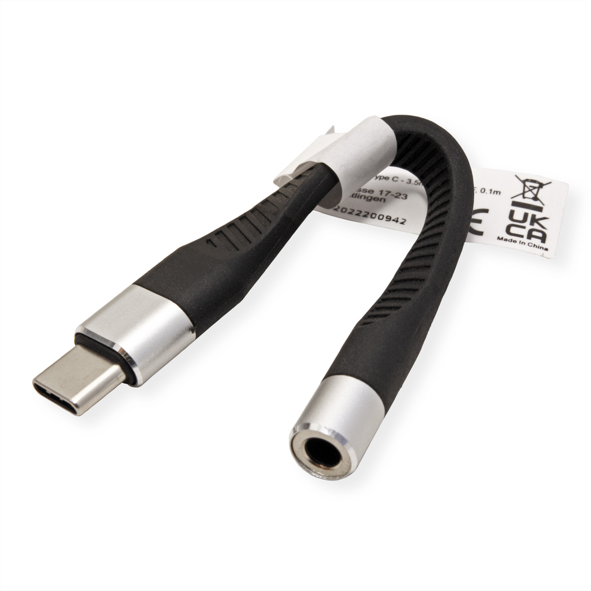 ROLINE Adapter USB 3,5mm Typ C USB-Audio Audio Adapter, - schwarz