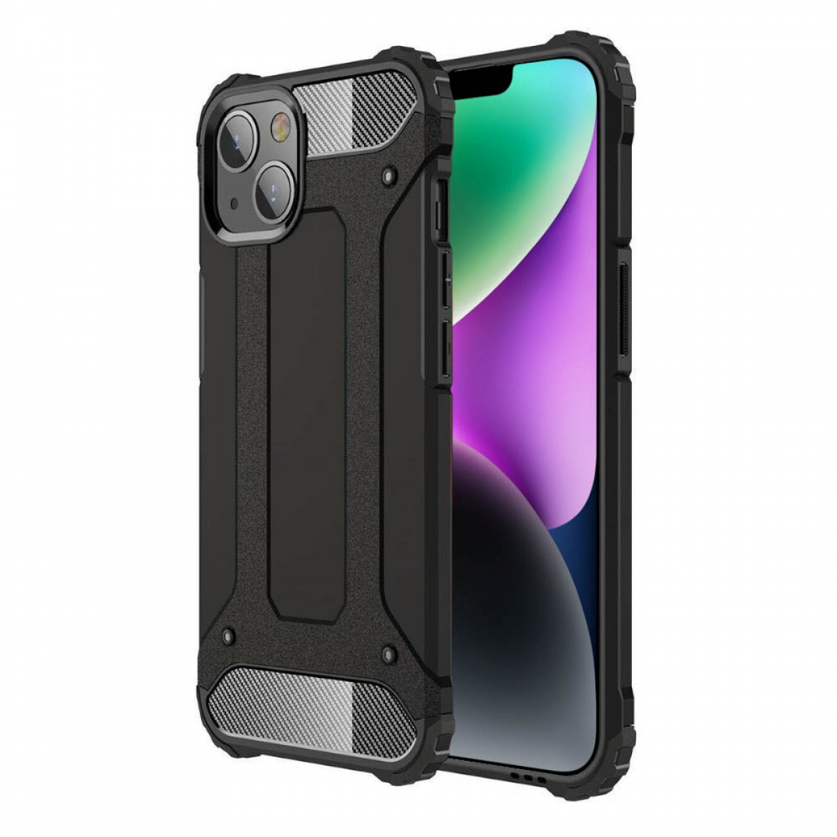 CASEONLINE Hybrid, Backcover, Apple, Schwarz iPhone Plus, 14