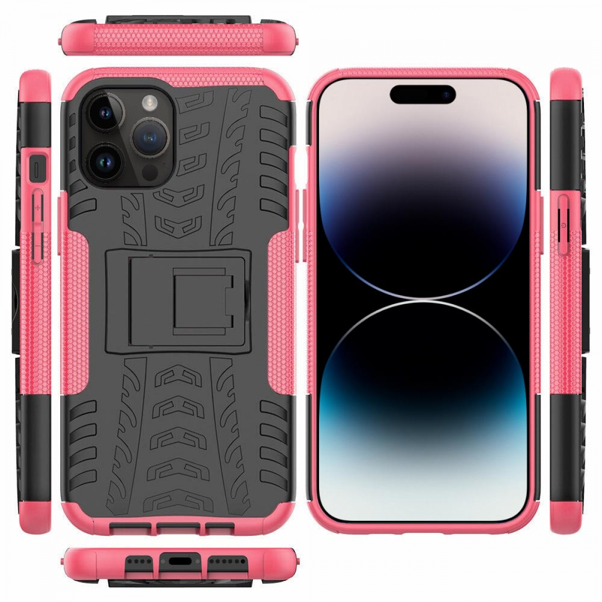 14 Apple, Pro, iPhone Backcover, 2i1, CASEONLINE Rosa