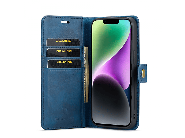 DG MING 2in1, Bookcover, 14 Blau Plus, iPhone Apple