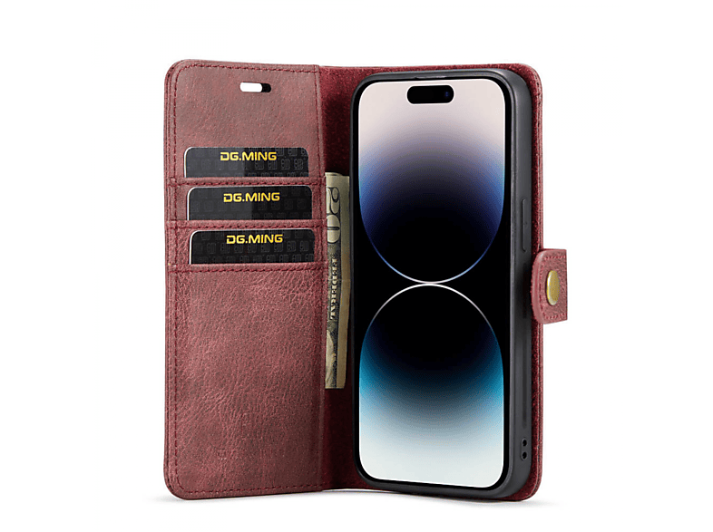DG MING 2in1, Bookcover, Apple, iPhone 14 Pro, Rot