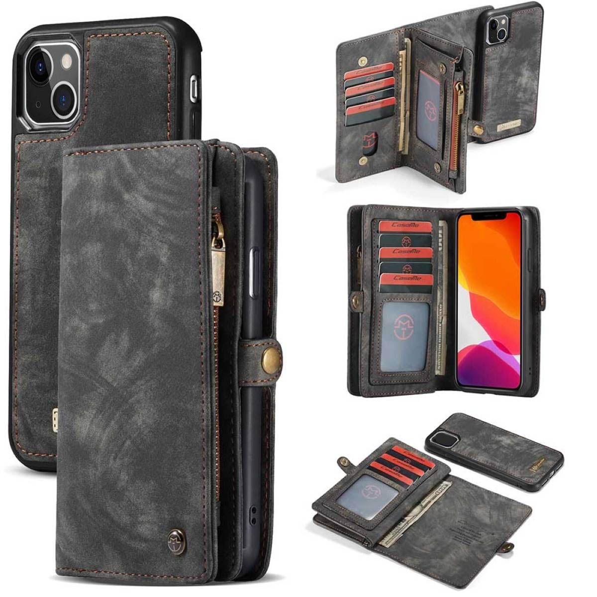 CASEME Multi, Bookcover, Apple, 14, iPhone Schwarzgrau