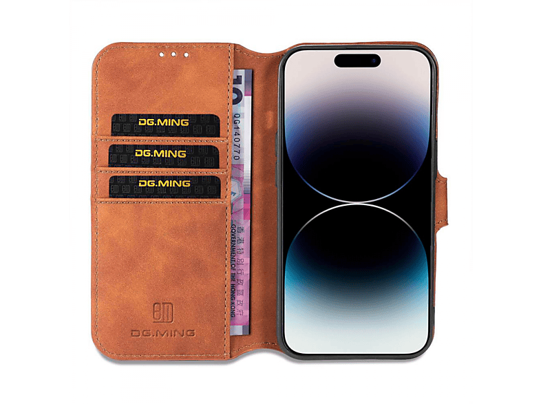 DG MING Pro 14 Klappbare, iPhone Braun Bookcover, Max, Apple