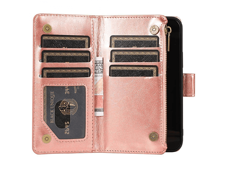 CASEONLINE Zipper 9-karten, Bookcover, Apple, iPhone 14 Plus, Rose