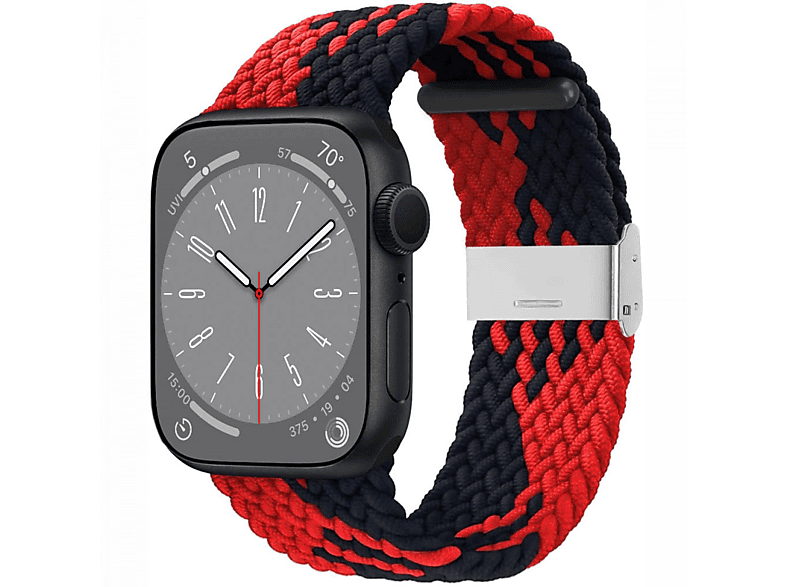 CASEONLINE Braided, Ersatzarmband, Apple, Watch 8 41mm, Rot/Schwarz