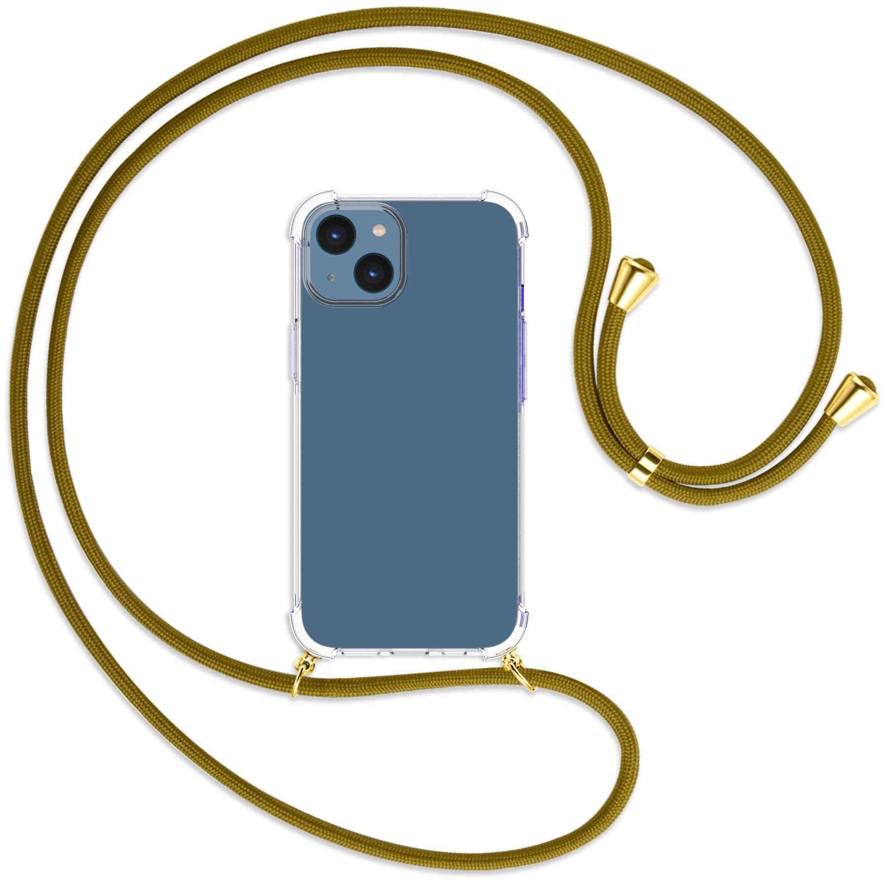 MTB MORE ENERGY / Apple, Khaki iPhone gold 14, Backcover, Umhänge-Hülle mit Kordel