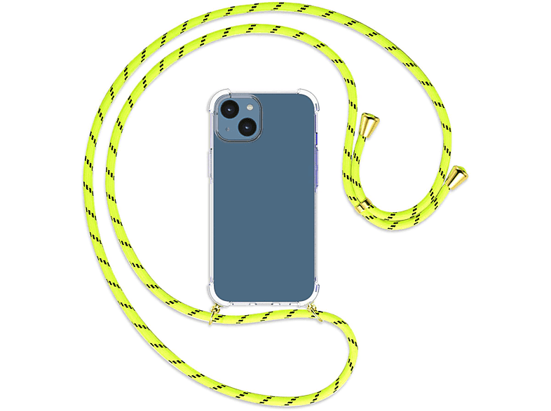 Kordel, MORE Neongelb / Umhänge-Hülle mit MTB ENERGY iPhone gold Backcover, Apple, 14,