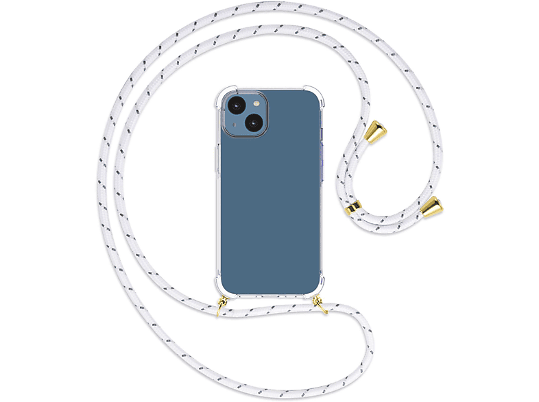 ENERGY gold Apple, Umhänge-Hülle iPhone 14, MORE Kordel, / MTB mit Weiß+Grau Backcover,