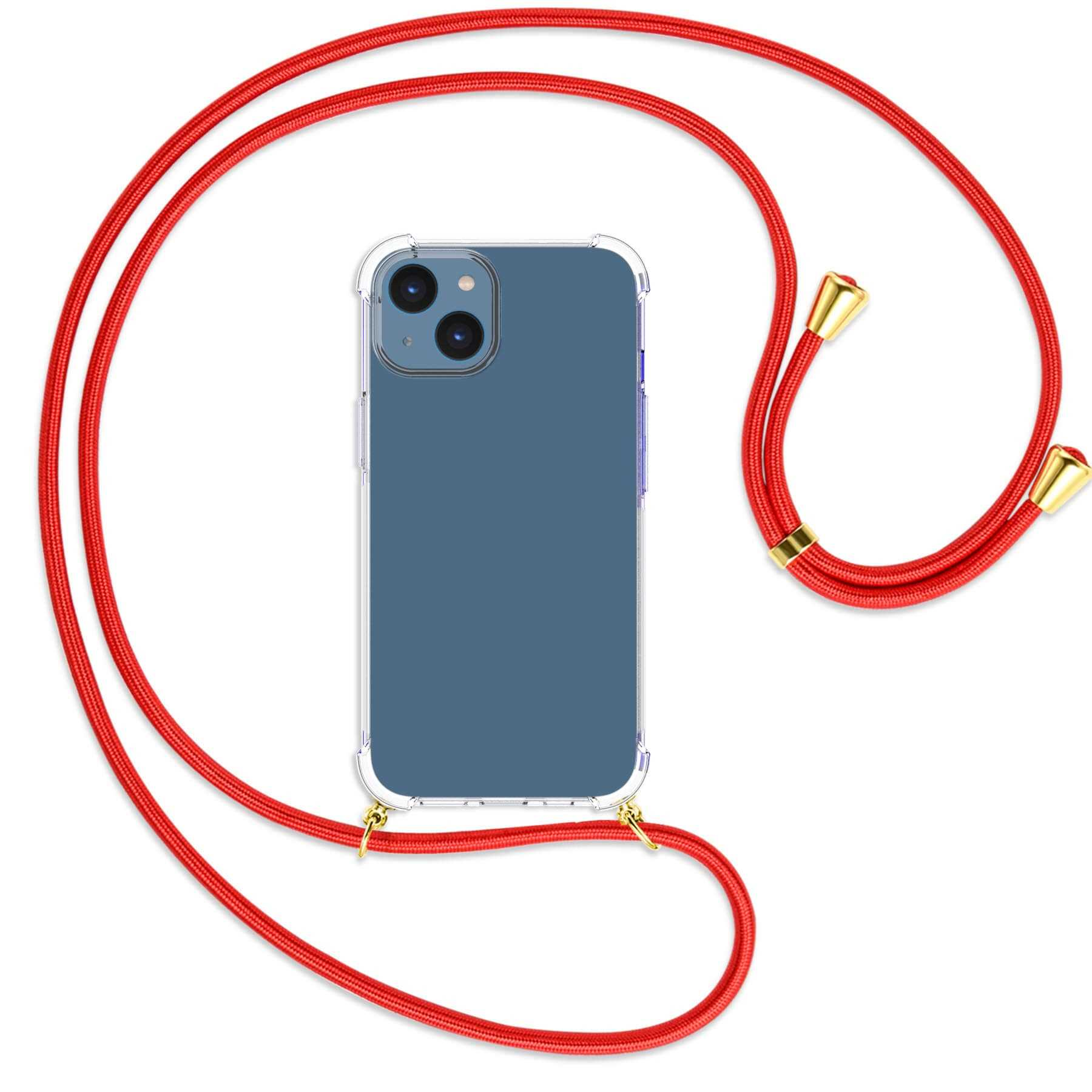MTB MORE Backcover, mit Apple, Kordel, Umhänge-Hülle ENERGY iPhone gold / Rot 14
