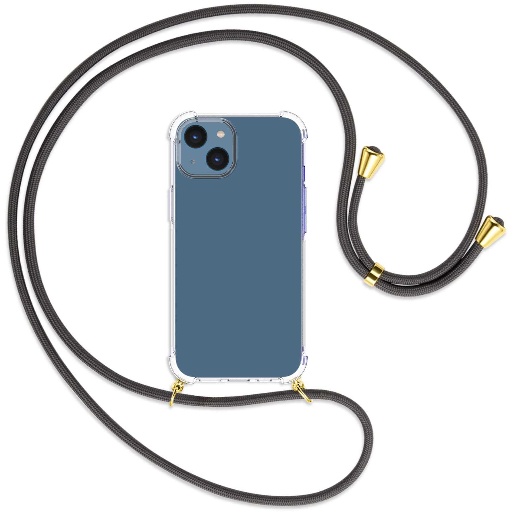 Dunkelgrau MTB iPhone / 14, gold ENERGY Kordel, Umhänge-Hülle mit Apple, Backcover, MORE