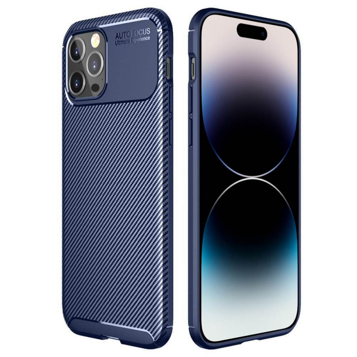 Backcover, CASEONLINE Blau Max, Carbon, iPhone Pro Apple, 14