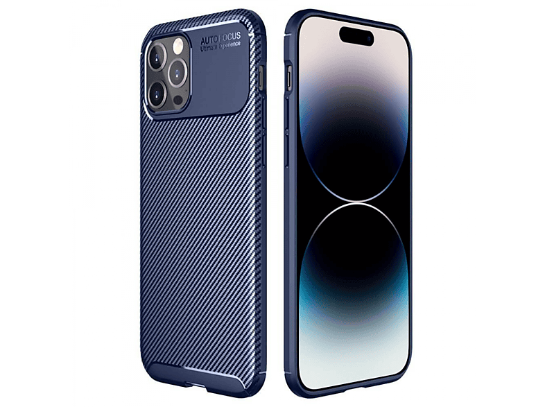 Backcover, CASEONLINE Blau Max, Carbon, iPhone Pro Apple, 14