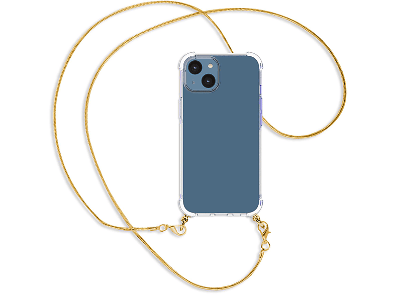 MTB MORE ENERGY Umhänge-Hülle mit Metallkette, Backcover, Apple, iPhone 14, Kette Snake (gold)