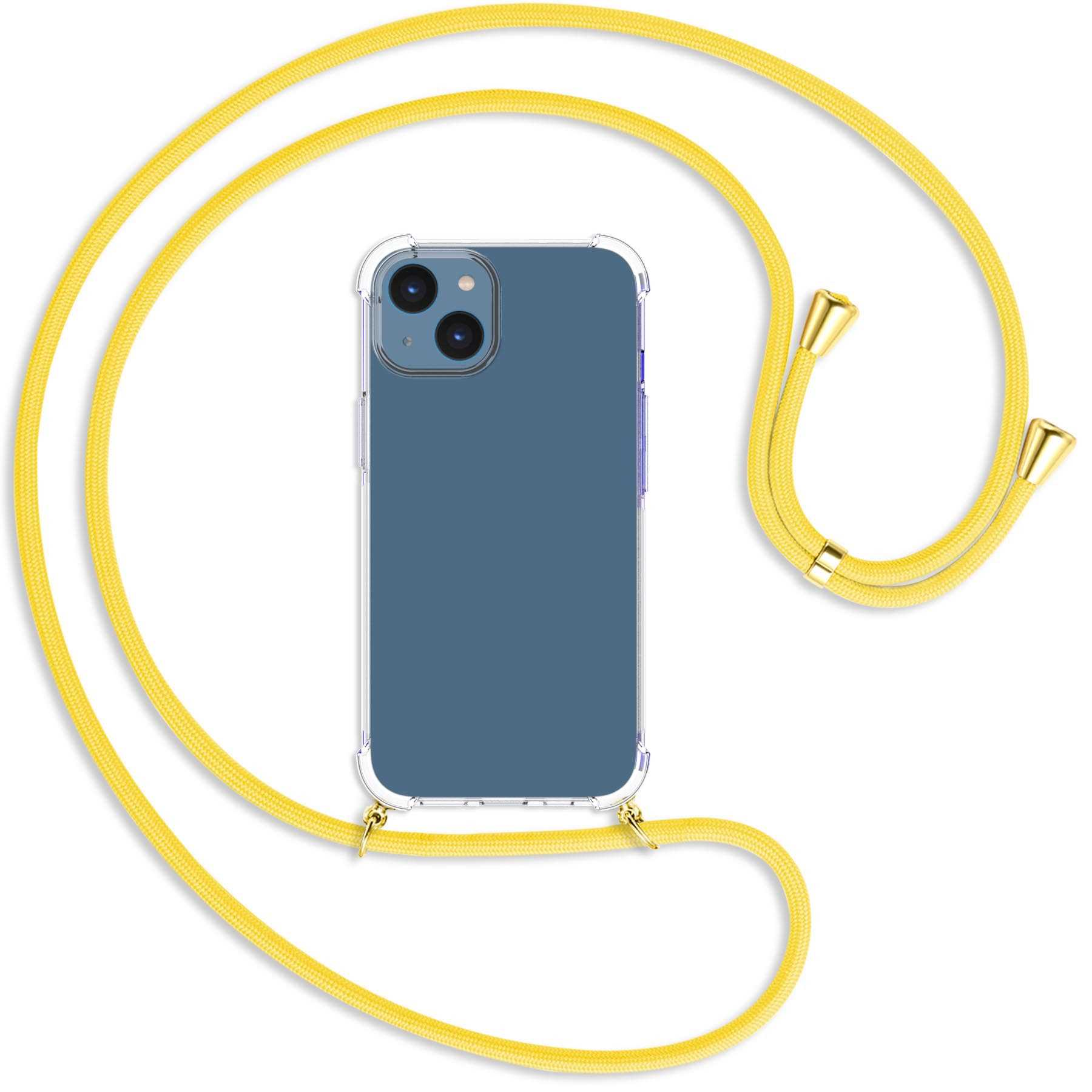 MTB MORE ENERGY Umhänge-Hülle Kordel, Banana mit Gelb iPhone gold / Apple, Backcover, 14