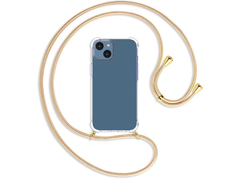 MTB MORE Backcover, Shiny gold ENERGY Umhänge-Hülle Apple, 14, / mit Kordel, Gold iPhone