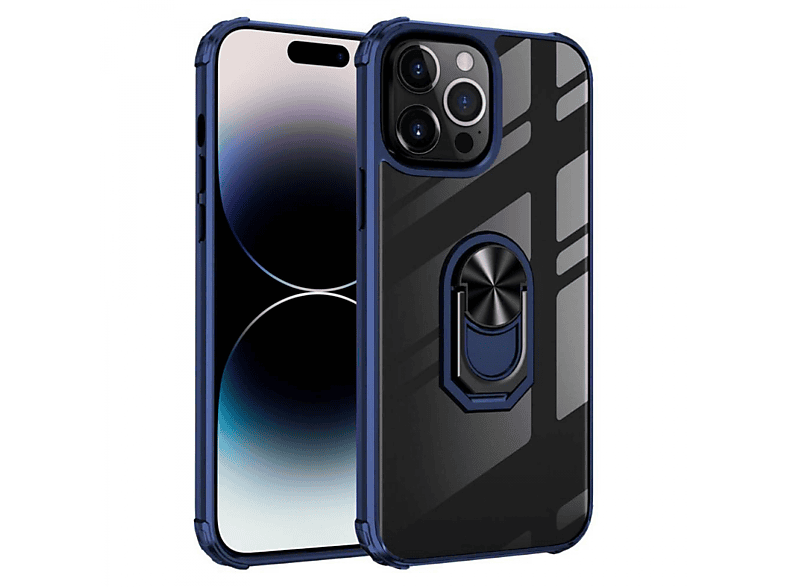 CASEONLINE 14 Max, Pro Blau Backcover, Ring, iPhone Apple,