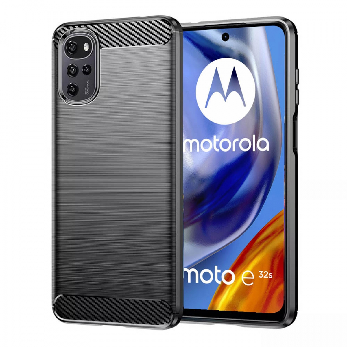 CASEONLINE Motorola, Backcover, E32s, Schwarz Gebürstet, Moto